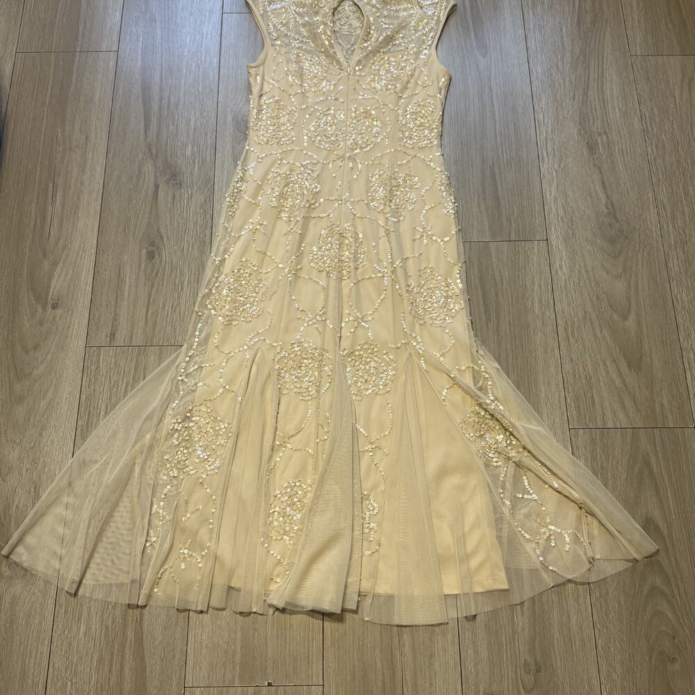 NWT Adrianna Papell Womens Beaded Sequined Sleeveless Midi Champagne/nude 6 - Picture 14 of 16